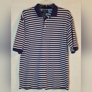 MEN'S Tommy Hilfiger Purple and White Striped Polo Shirt Size XL